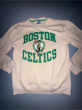 Boston Celtics White Crewneck Pullover Sweatshirt